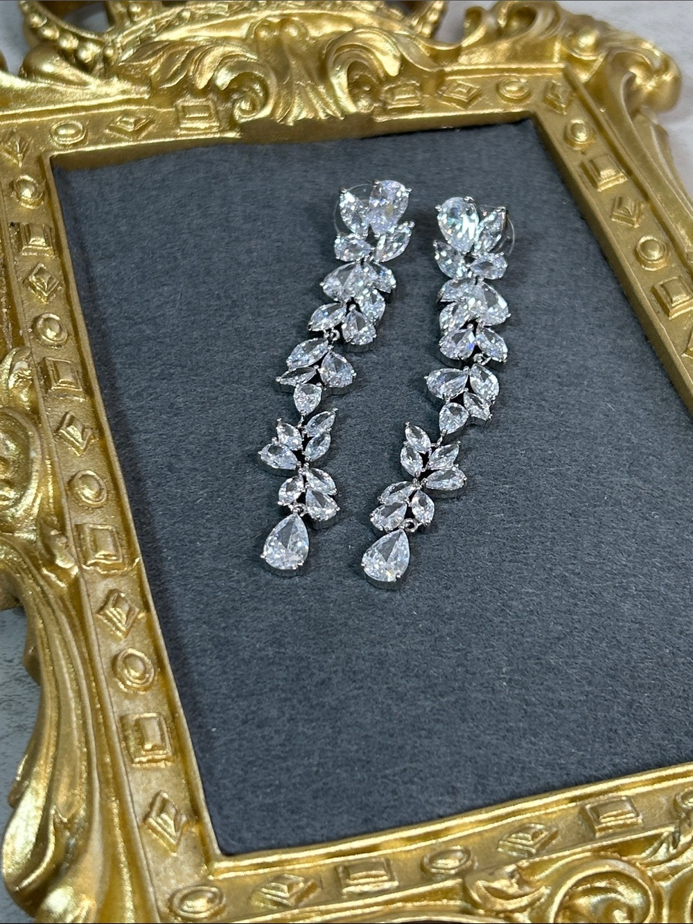 Shashi Sparkling Teardrop Crystal Drop Earrings - Silver